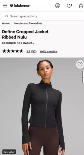 Lululemon Womens Black Define Cropped Jacket Ribbed Nulu 8US/12AU Activewear GUC - Picture 18 of 18