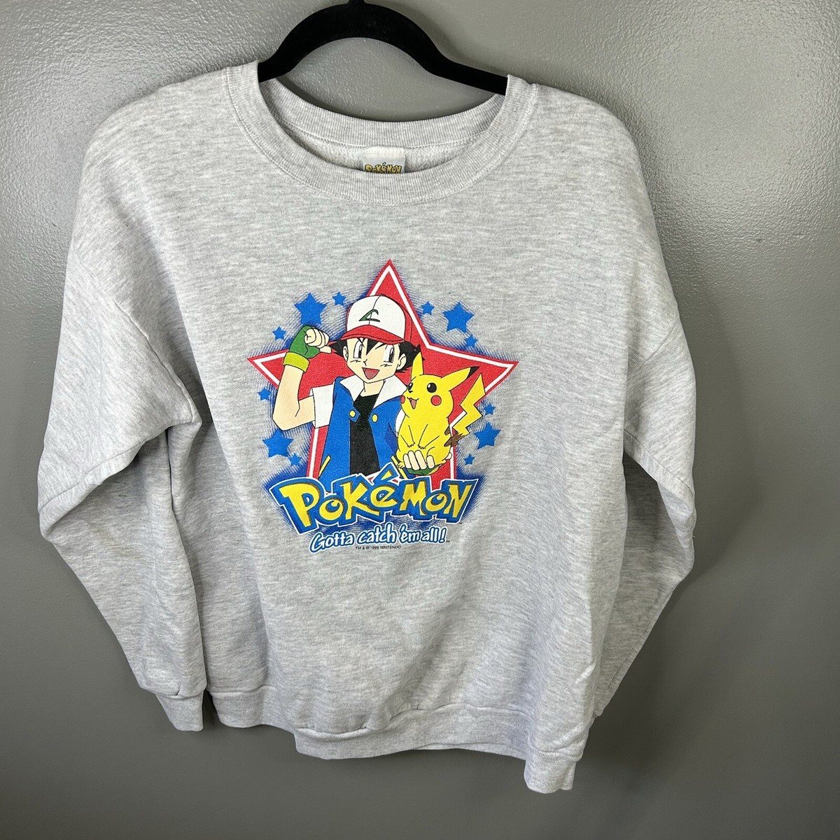 Vintage 90s 1999 Nintendo Pokémon Pikachu Crewneck Sweatshirt Size 