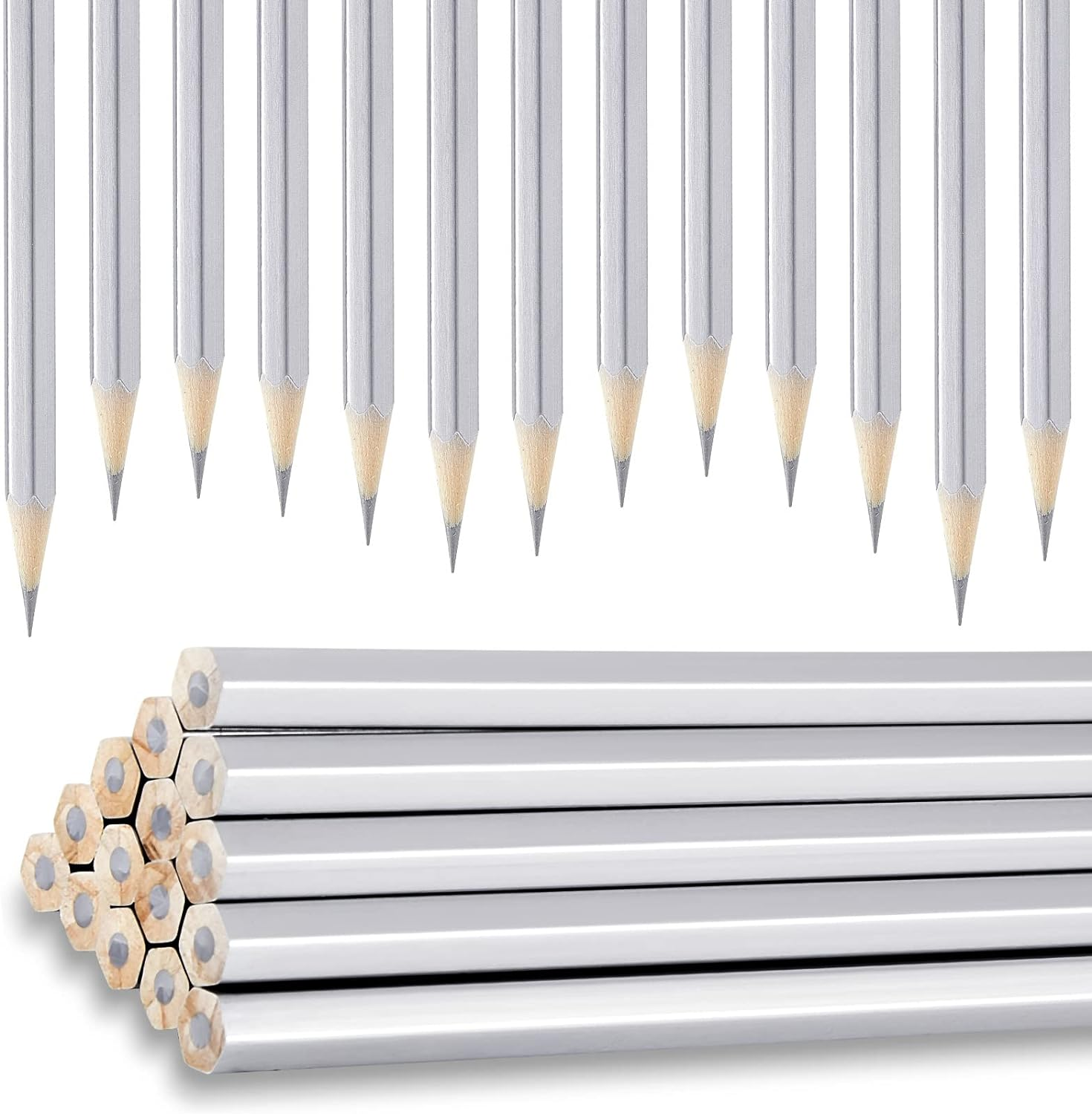 Silver Welding Pencils for Metal Marking - 24-Piece Set for Steel Cutting & Welding-image