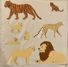 6” Lg Vintage 1991 Mrs. Grossman's TIGERS LIONS CHEETAH Animal Stickers Sheets
