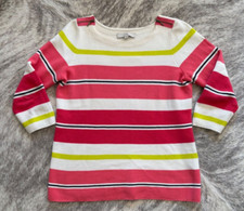ann taylor LOFT cotton pullover sweater Spring Pink Green stripe oversize Med