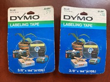 LOT OF 2 Vintage Dymo Labeling Tape 3/8" x 144" 4 Yds 7291-06 BLUE NIP