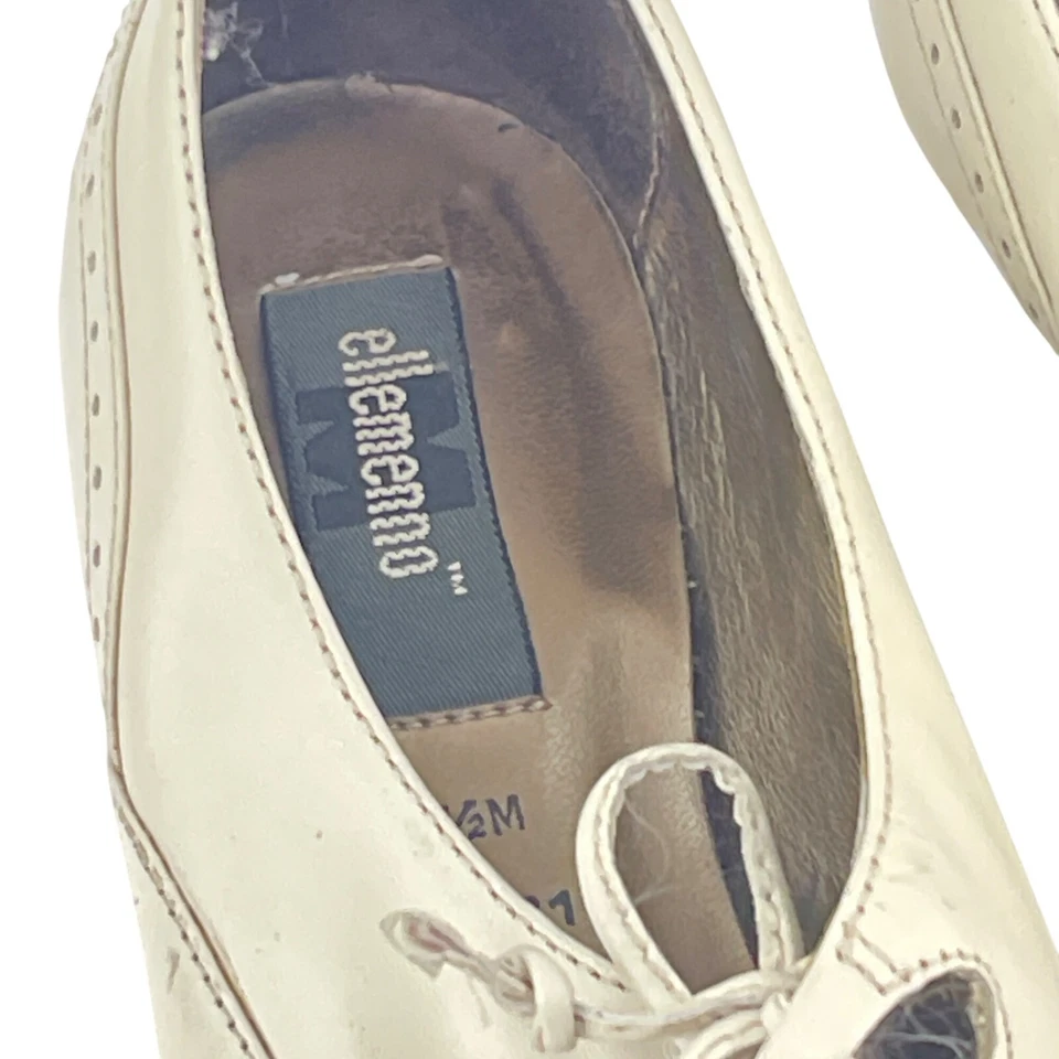 Zapatos Oxford Elemento Años 70 Años 80 Mujer Vintage 5.5M Cuero Beige Hechos De Colección Foto 3 de 4