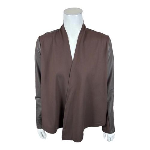 G.O.A 00s Leather Patchwork Vest Unisex Y2K Brown Flocked Toggle