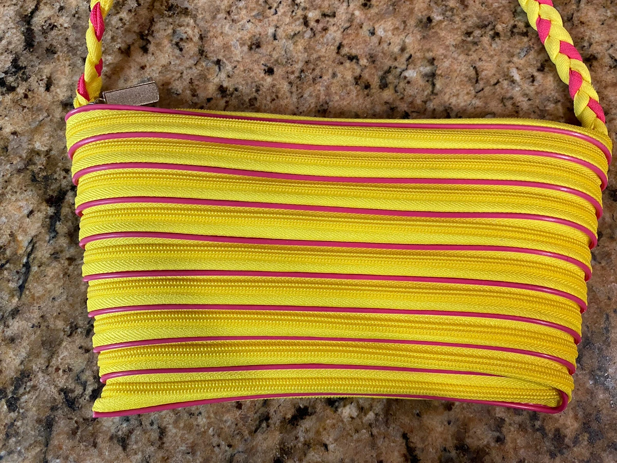 Zipper Purse Yellow Pink Made w Continuous Zipper Has A Zipper
