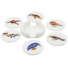 Marbre Coaster Set Demi Précieux Pierres Incrustation Art Travail Artisanat Déco