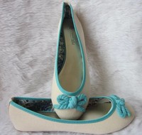 Cream Ballerina Dolly Shoes With Rope Bow Detail Sz 8 Cream Ballerina Dolly Shoes With Rope Bow Detail Sz 8