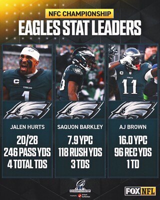 Philadelphia Eagles 8x10 team photo 2024 NFC Champions stats key players