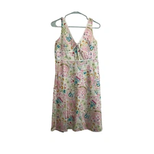 Vintage Karin Stevens Paisley Floral Dress Fairycore Smocked Women Size 6 Petite