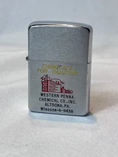 1959 Zippo Lighter Western Penna. Chemical Co Inc. Altoona PA Industry Chemicals