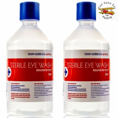 2 x GROSSE AUGENSPÜLUNG STERILE SALZLÖSUNG 500ml FLASCHE Augenspülung & Wundlösung Nachfüller