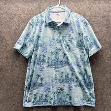 Izod Polo Shirt Men Large Adult Blue Saltwater Relaxed Classics Sailboat Palms