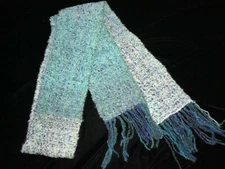 womens BLUES FADES SCARF fringe trim one size fits most 66 inch long 5 wide