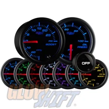 GlowShift 52mm Tinted 7 Color 30PSI Boost & 100PSI Oil Pressure Gauge Set