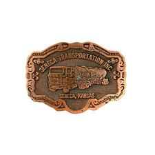 Vintage Seneca Transportation Inc Kansas Copper Tone Belt Buckle
