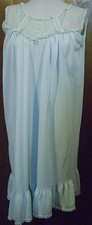 Vtg Gilbreath Nylon Night Gown Light Blue SZ M Lace Trim Lingerie Sleepwear 443