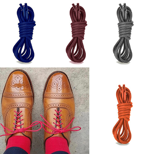 New Mens Coloured Thin Shoe laces 70cm 95cm Long For Shoes Leather Brogues Boots - Picture 1 of 24