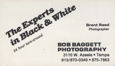 Vintage Business Card The Experts Black White Baggett Photography Tampa FL