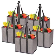 GROCERY BAGS Reusable Foldable Bag Storage Bins Boxes 5 Pack TENABORT