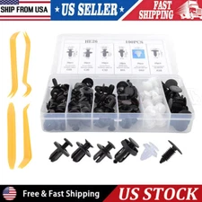 100pcs+4xTool Bumper Clips Auto Car Hole Plastic Rivets Fastener Fender Push Pin