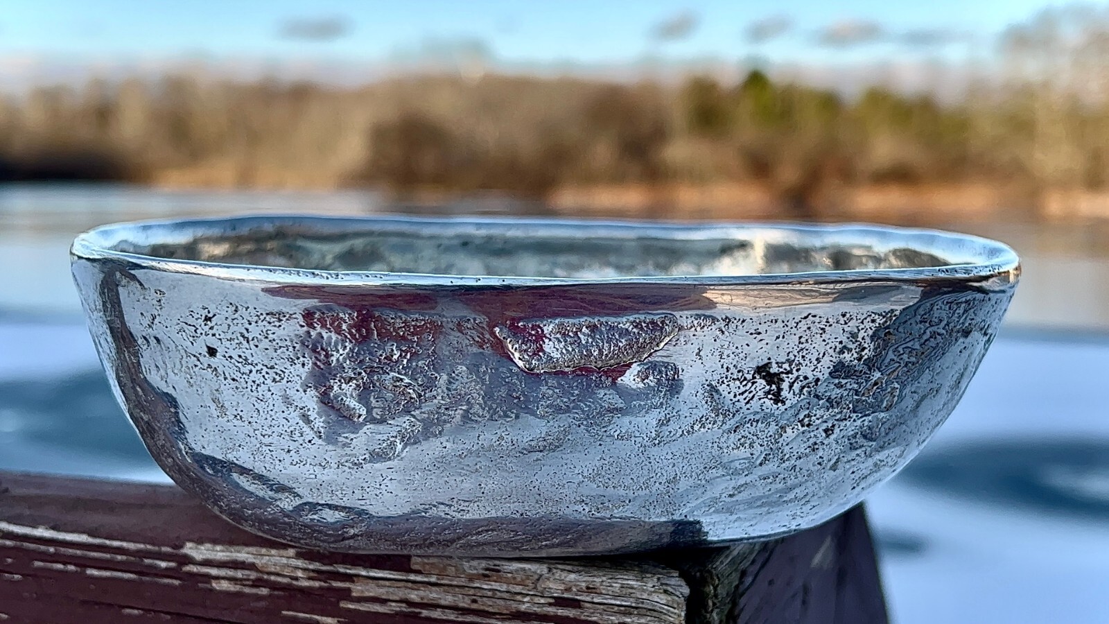 Tazón ""Dolomita"" Hecho a Mano en Venecia, Italia GRUESO Fundido Fina Placa de Ley PESADO ""Dolomita