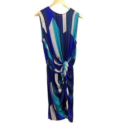 Zimmerman blue colorblock pleated 100% silk knotted dress size 2 | eBay