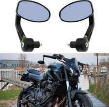 Universal Black Motorcycle 7 8 Handle Bar End Side Mirrors for Black-Oval