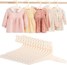 12Pcs Wooden Baby Clothes Hangers, 9 Inch Wood Newborn Baby Girl Boy Hangers