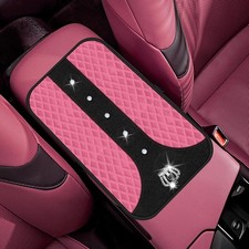 Bling Car Console Cover Hot Pink Arm Rest Center Console Cushion Pad, Univer