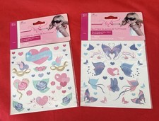 Imperial Temporary Press-On Tattoos Runway Pink Glitter Heart Butterfly Flower