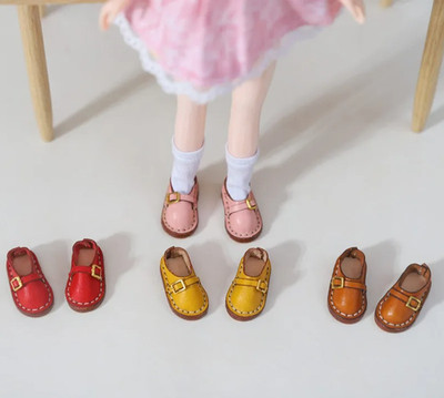 Mini Leather Shoes for Blythe Doll 1/6 1/8 1/12 BJD Dolls Button Cow Footwear