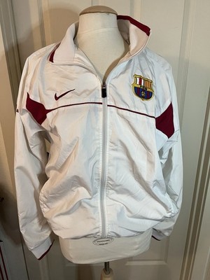 Nike FCB FC Barcelona Club Men's Soccer French Jacket XL White Red Zip
