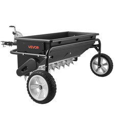 Tow Behind Lawn Spreader with Aeration Spikes, 32" Width, 100lbs Capacity, Unive