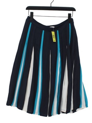 Diane von Furstenberg Damen Midirock UK 10 blau Seide mit Viskose Midi Plissee