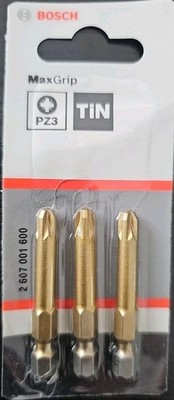 3er Pack Bosch Schrauberbits Max Grip PZ3, TIN, 49mm