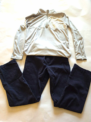 Under Armour 1/4 Zip Pullover + The Children's Place Pants Boys 8 Gray/Navy