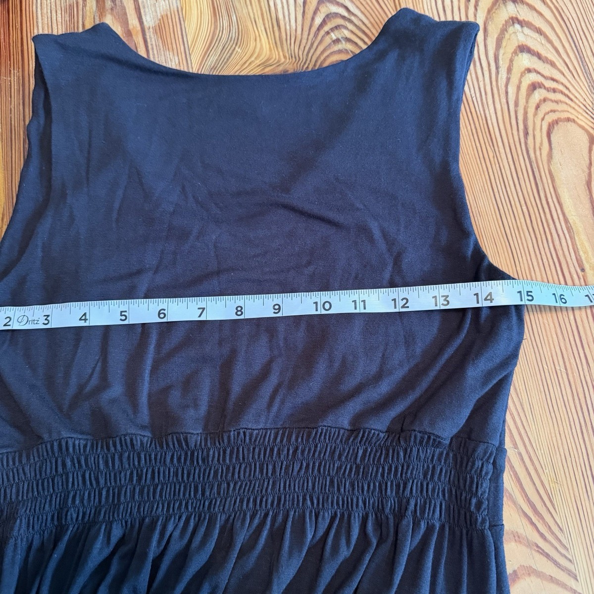 Caite Anthropologie Maxi Dress Black Embroidered Sleeveless Boho Jersey Comfy S View 5