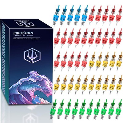 POSEIDON Tattoo Nadeln 50 Stück Rundliner Schattierer Magnum 3RL 5