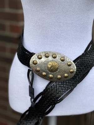 New Chicos Leather Belt Moroccan Black Braided Hammered  display picture 1