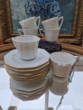 6 Tasses Et Sous Tasses Porcelaine Blanche/0r  De Limoges Union Limousine France