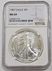 1987 American Eagle NGC MS-69 .999 Silver 1 Oz Coin
