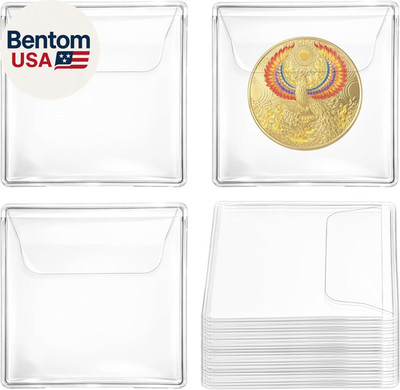 25 Pcs Coin Pouch 2.1 X 2.1'' Coin Sleeves Coins Flips Clear Coins Protectors Sma