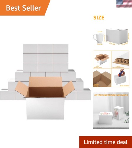 25-Pack 12x10x6 Inch Shipping Boxes - Kraft Corrugated Cardboard Moving & Mailing Boxes