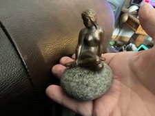 Bronze Little Mermaid Figurine Vintage 2.25” Small Sculpture MCM Danish signed