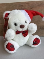 PBC International Tag Along 7.5” Christmas Bear Vintage Merry Plush Toy W/ Tags