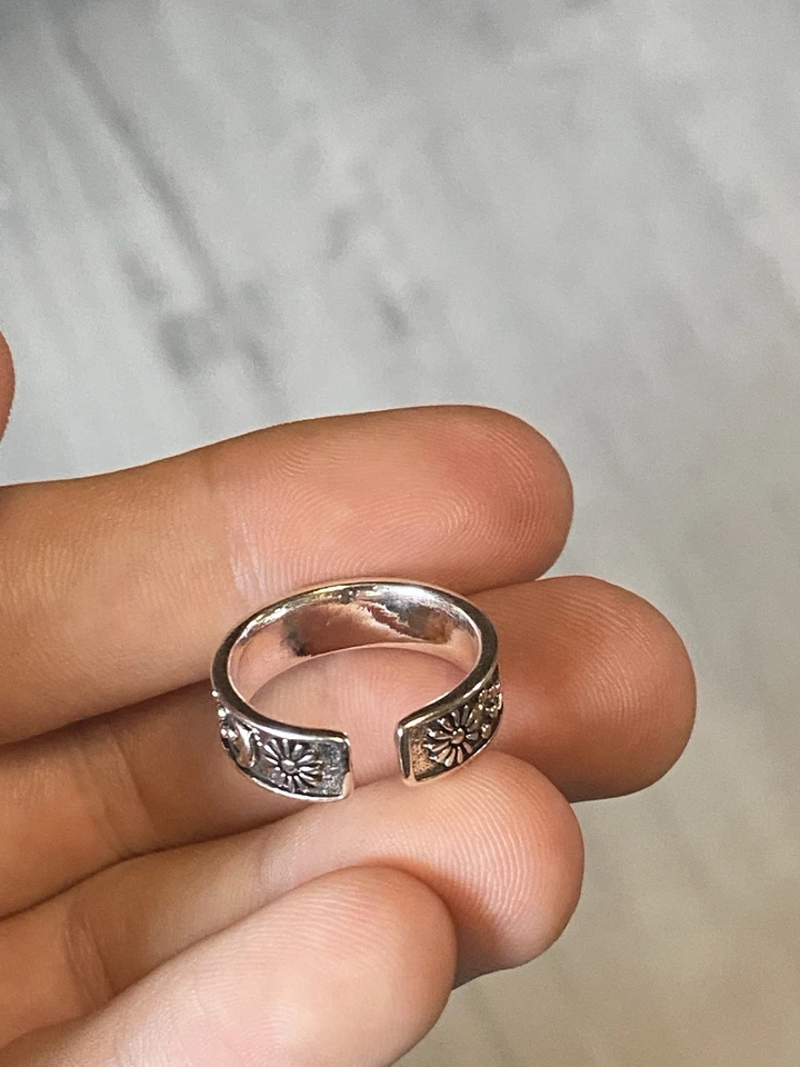 Y2k Ring Sonne Mond Vintage 925 Sterling Silber Damen Herren - Bild 4 von 4