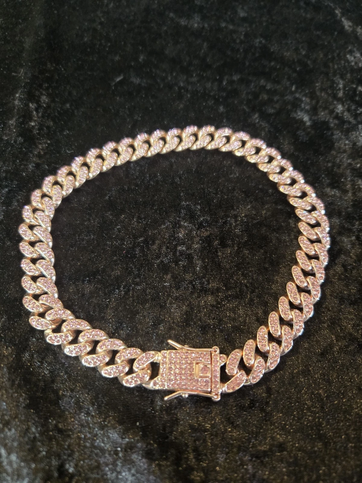 Pink Rhinestone Dog Collar Bling Necklace for Dogs Jewelry Pet 14" Metal