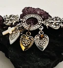 Brighton Cathedral Bracelet Two Tone Charm Pearls Gold Silver Hearts Cross Pavé