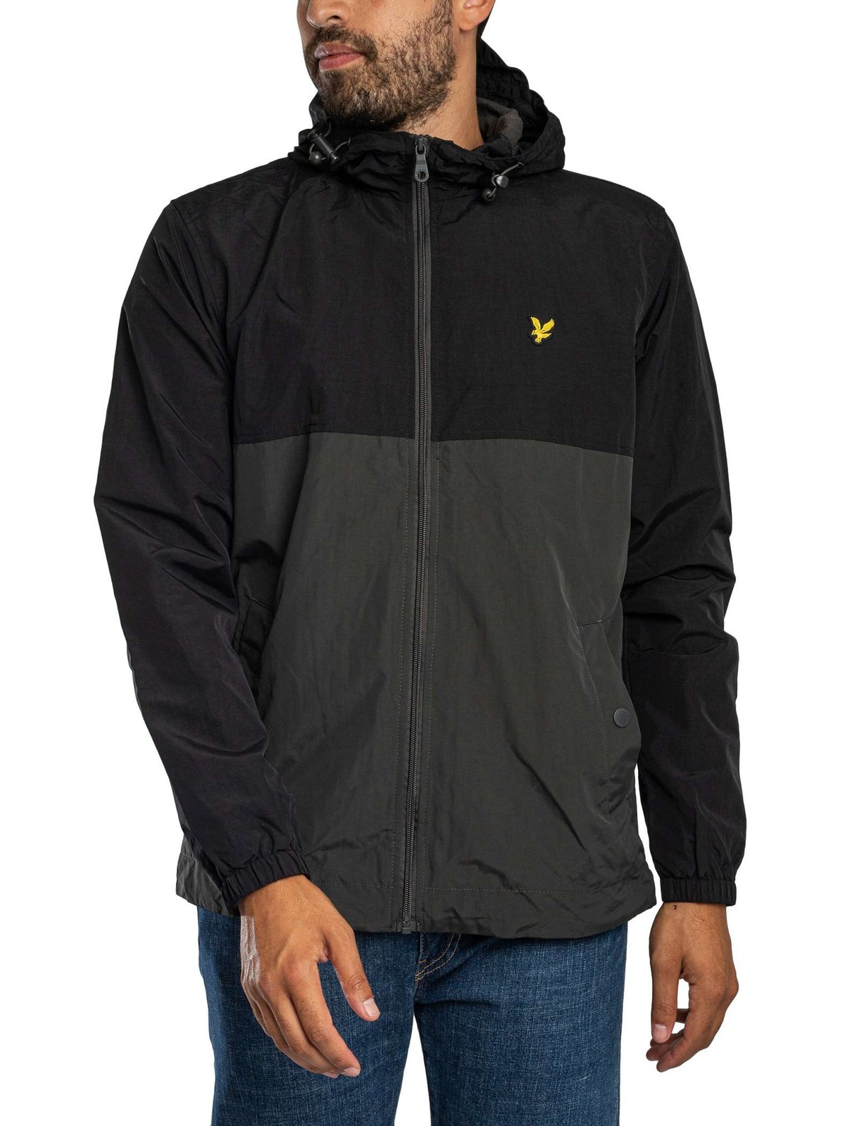 Lyle & Scott Colourblock Zip Through Jacket, Jet Black/Gunmetal - S