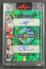 Stephen Curry Chris Mullin 2025 Leaf Sports Heroes Green Ice Card #H2-18 Auto /7